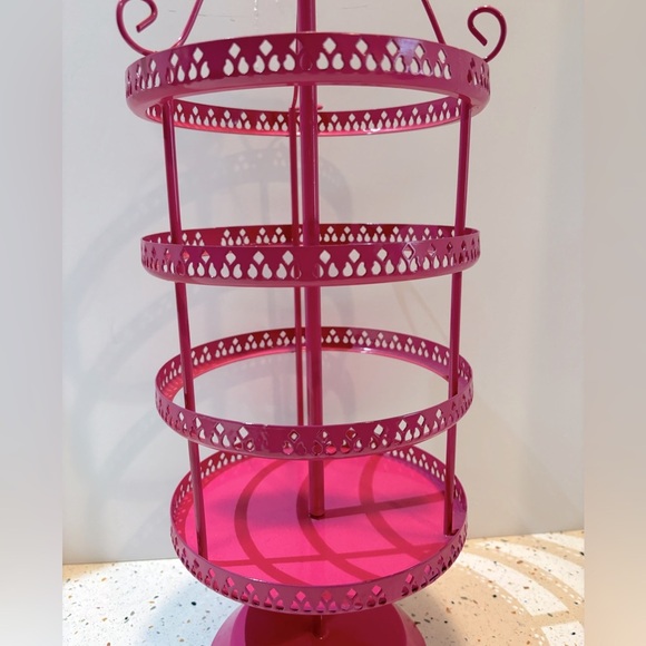 4 Tier Spinning Pink Bird‎ Cage Styled Jewelry Organizer Stand - Picture 4 of 5
